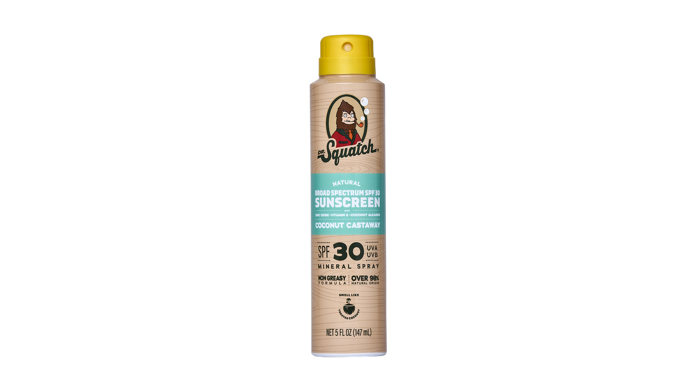 Dr. Squatch Spray Sunscreen | SPF 30 UVA/UVB Protection | Non-Greasy Mineral Sunscreen for Men - Beach Ready