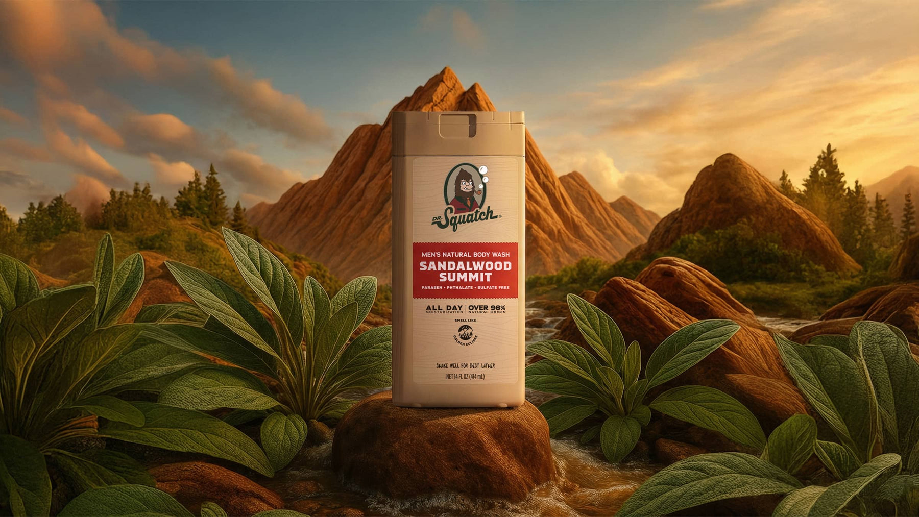 14 oz Sandalwood Summit Body Wash - Rugged Trail Start
